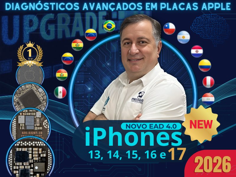 Sem Imagem - NOVO TREINAMENTO EAD N�VEL 5.0, ELETR�NICA DOS IPHONES 13, 14, 15, 16 E 17 S�RIES - NOVAS AULAS 2026